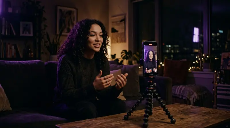 Creator filming a vertical video on a phone